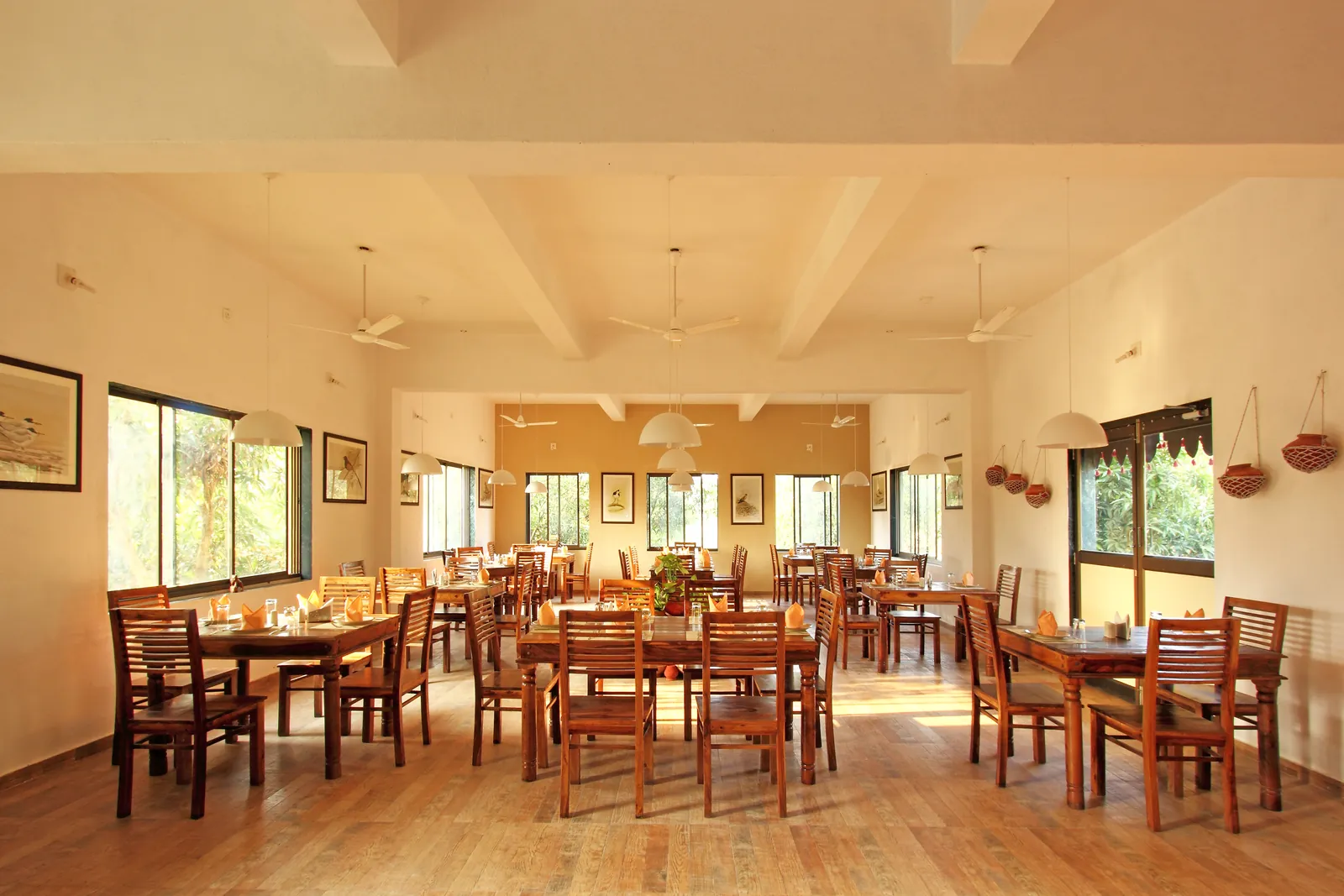The dining hall at Gir Birding Lodge